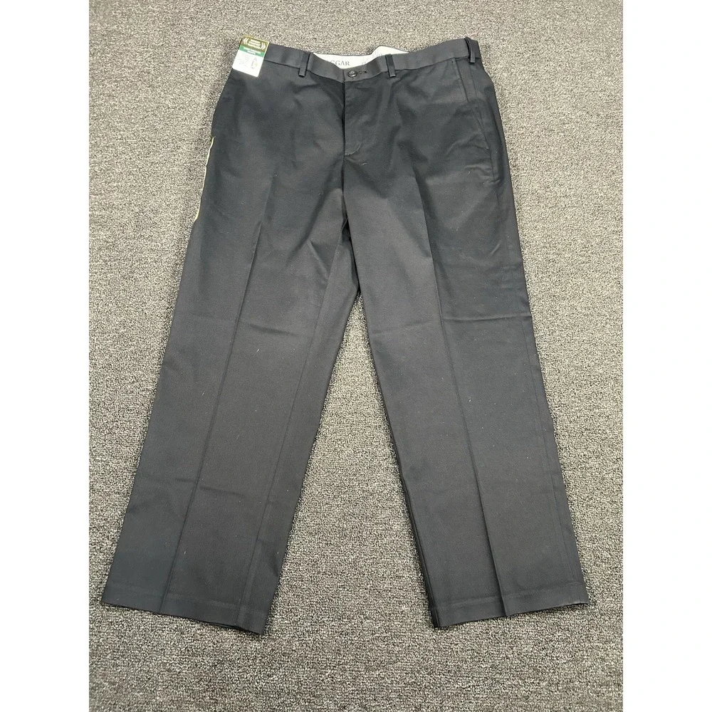 New Haggar Wrinkle Free Performance Khakis Mens 38x29‎ Black Moisture Wicking